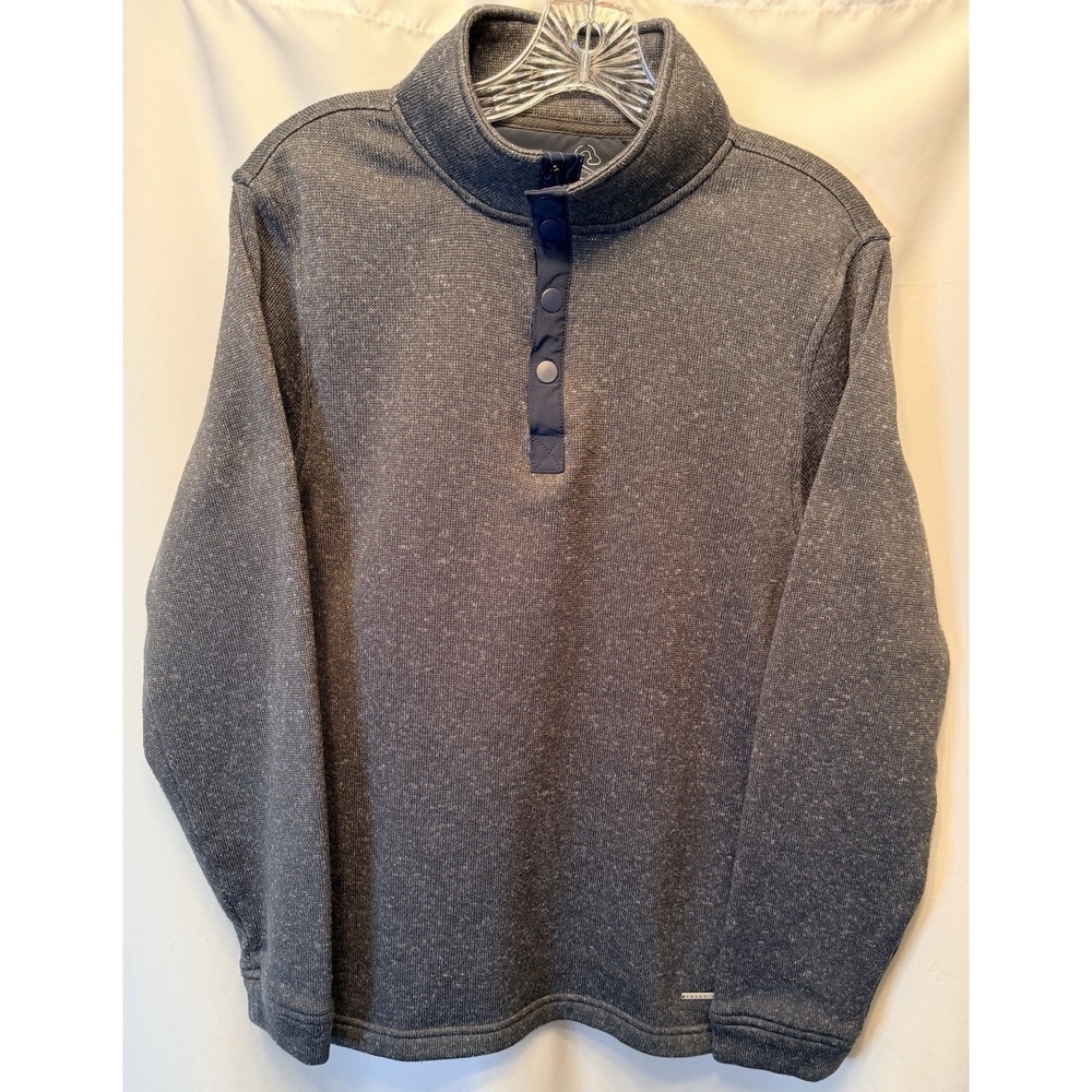 Swannies Men's Medium Golf Wolff Fleece Pullover 1/4 Snap Charcoal Gray Navy